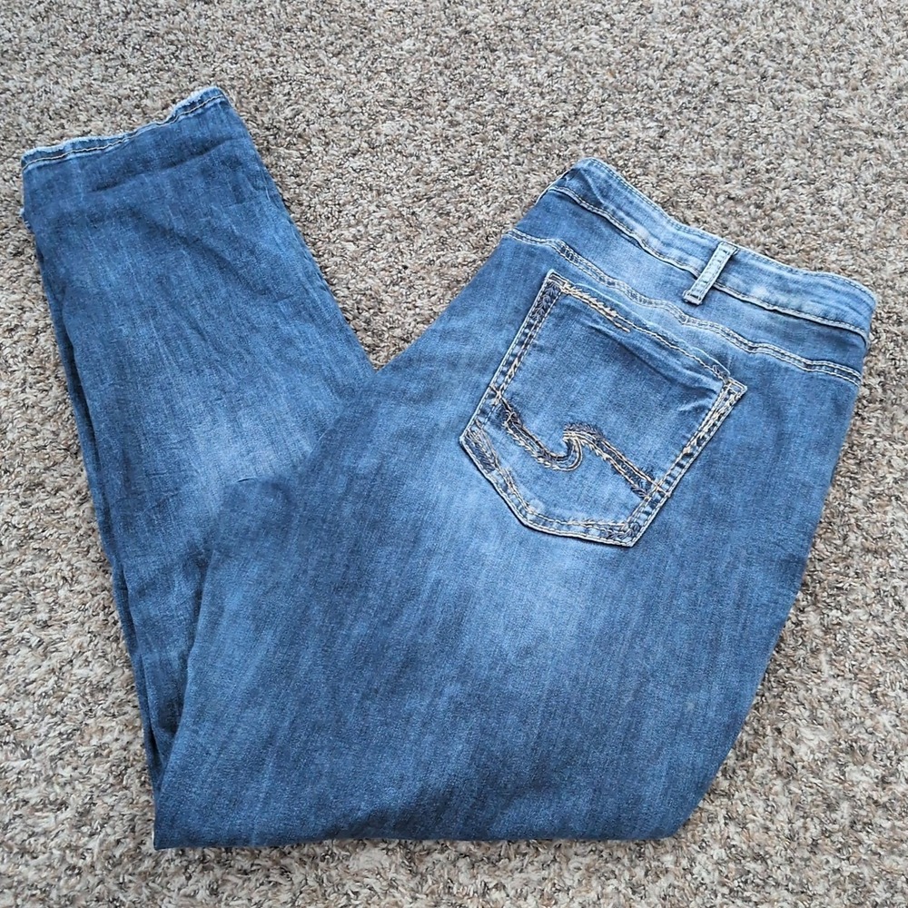 Silver Jeans Boyfriend Fit Stretch Denim Size 24+ Medium Fade Wash